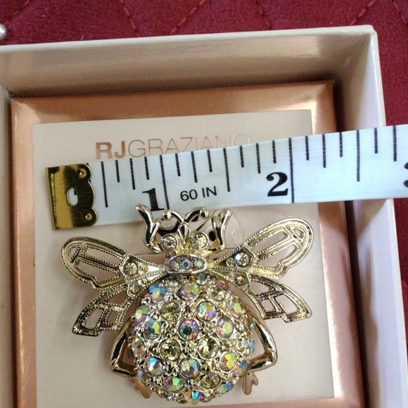 R.J. Graziano Goldtone Bee Brooch With Aurora Borealis Crystals - Picture 5 of 6